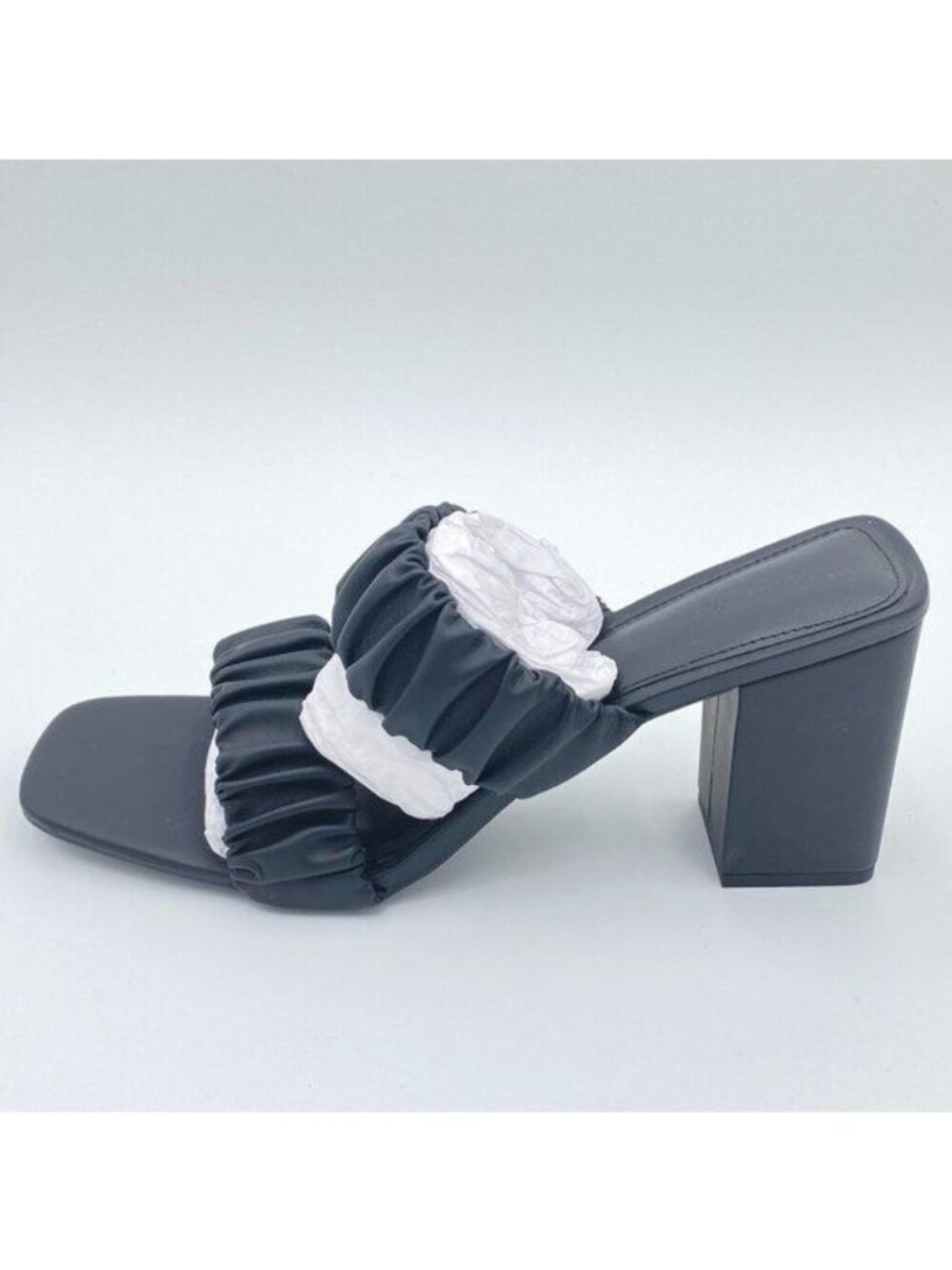 JUSTFAB Womens Square Open Toe Heeled Sandals Block Heels Slides Two Strap